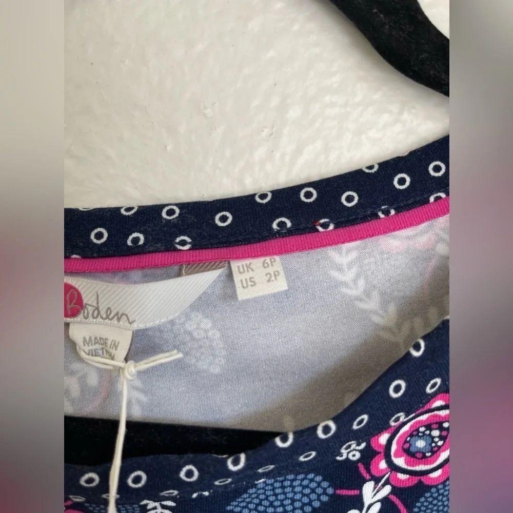 Boden Dress Womens Navy Pink Floral Vine Amy
Jersey 3/4 Sleeve Shift Belt - Picture 6 of 9